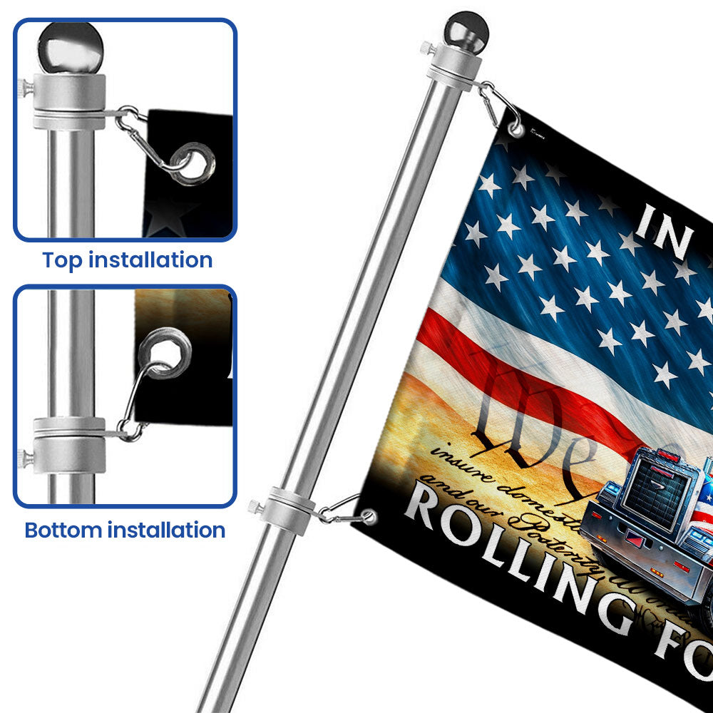 250 Years America Rolling American Grommet Flag, Truck Driver Christ Patriotic Decor