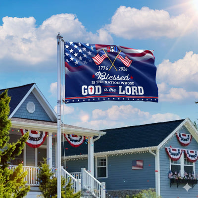 250 Years of America Blessed is Nation 1776 2026 Patriotic Grommet Flag