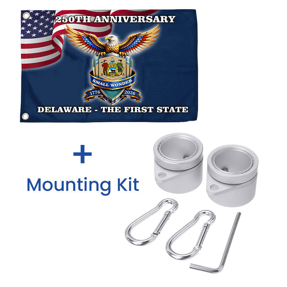 250 Years USA The First State Grommet Flag, Delaware Small Wonder Patriotic Decor