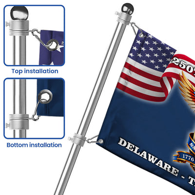 250 Years USA The First State Grommet Flag, Delaware Small Wonder Patriotic Decor