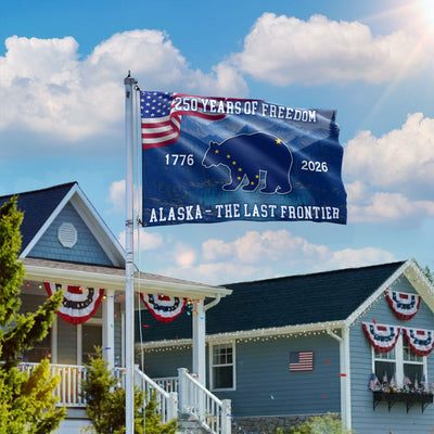 American Patriotic 250 Years Alaska State Flag, The Last Frontier 1776 2026 Grommet Flag