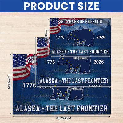 American Patriotic 250 Years Alaska State Flag, The Last Frontier 1776 2026 Grommet Flag