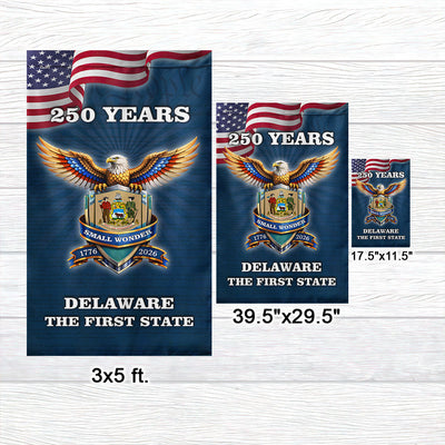 Patriotic 250 Years Delaware The First State Flag, Small Wonder Decor