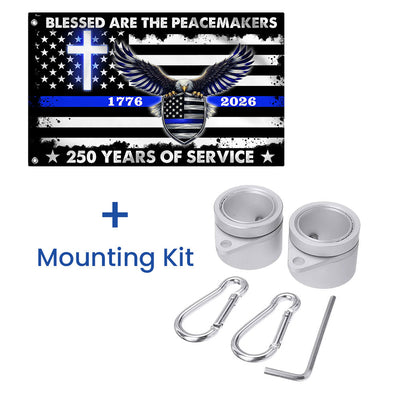 250 Years Police Thin Blue Line Flag, Blessed Peacemakers 1776 2026 Grommet Flag