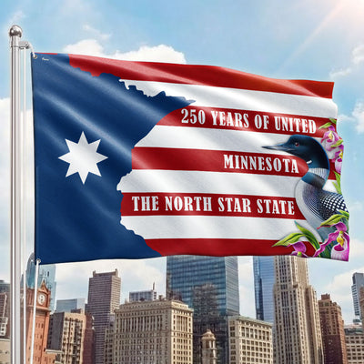 Patriotic Minnesota Flag, America The North Star State 250 Years Grommet Flag