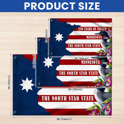 Patriotic Minnesota Flag, America The North Star State 250 Years Grommet Flag