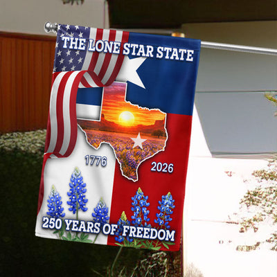 250 Years of Freedom Patriotic Texas State Flag, Bluebonnet Lone Star Texas Map