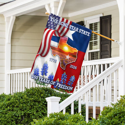 250 Years of Freedom Patriotic Texas State Flag, Bluebonnet Lone Star Texas Map