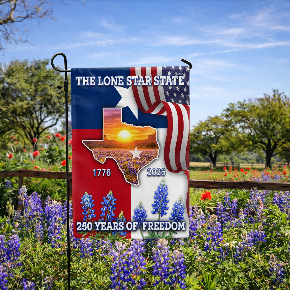 250 Years of Freedom Patriotic Texas State Flag, Bluebonnet Lone Star Texas Map