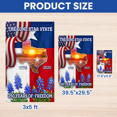 250 Years of Freedom Patriotic Texas State Flag, Bluebonnet Lone Star Texas Map