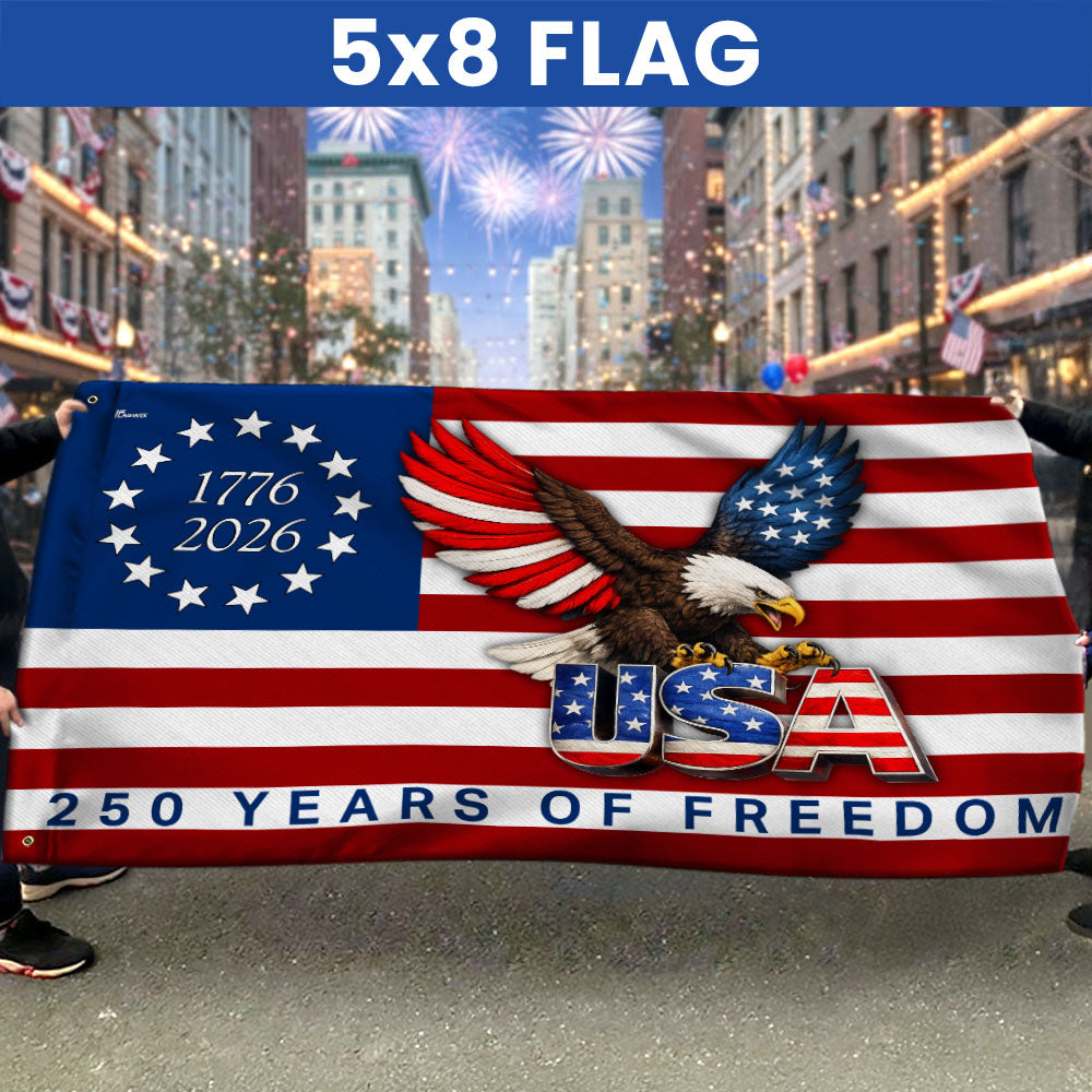 250 Years of Freedom American Patriot Flag, Betsy Ross 1776 2026 Grommet Flag