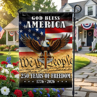 God Bless America 1776 2026 Flag, 250 Years of Freedom Christ Cross Flag