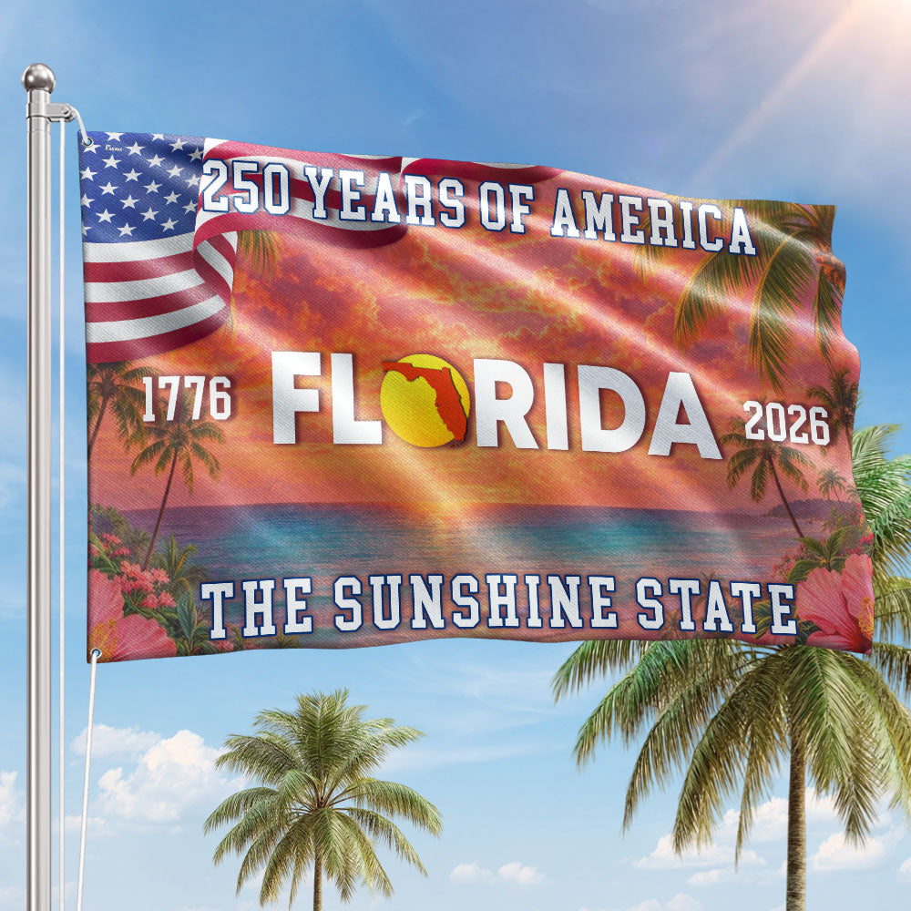 250 Years Florida Patriotic Grommet Flag, The Sunshine State 1776 2026 Decor