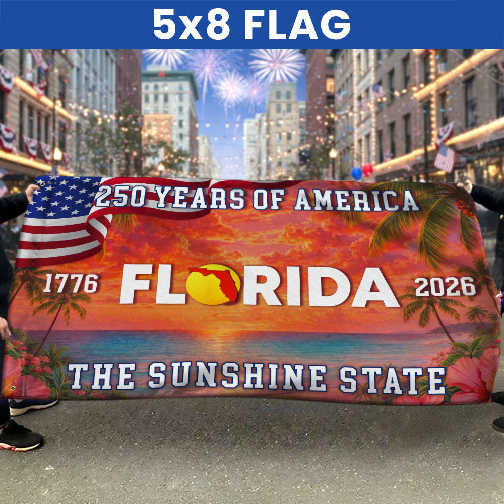250 Years Florida Patriotic Grommet Flag, The Sunshine State 1776 2026 Decor