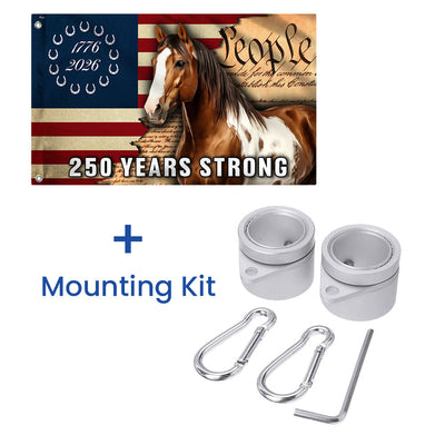250 Years Strong American Paint Horse Flag, Patriotic Ranch House American Grommet Flag