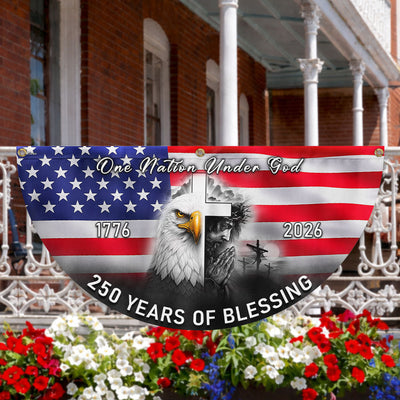 Patriotic American One Nation Under God Flag, 250 Years of Blessing Fan Flag