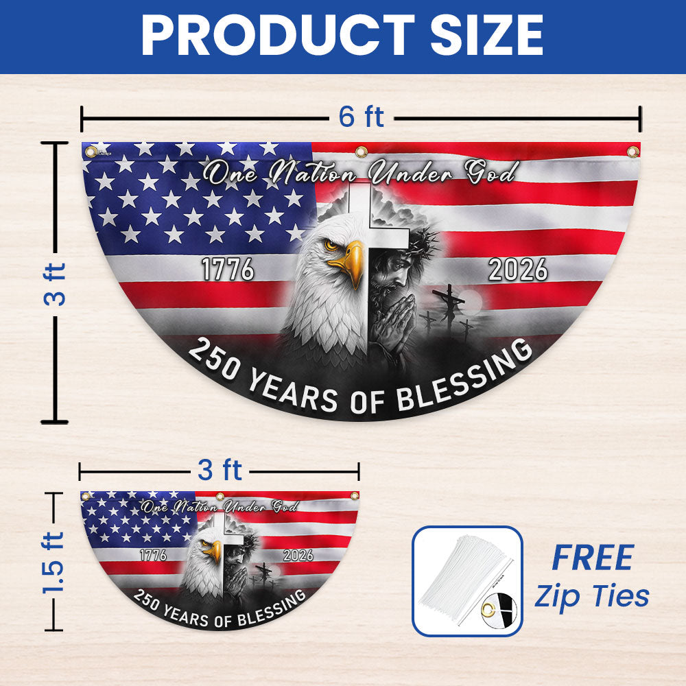 Patriotic American One Nation Under God Flag, 250 Years of Blessing Fan Flag