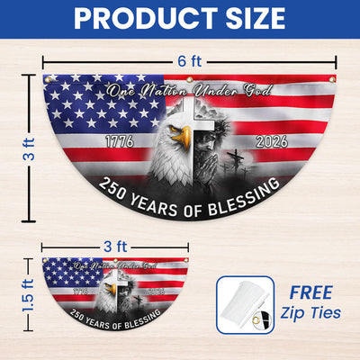 Patriotic American One Nation Under God Flag, 250 Years of Blessing Fan Flag