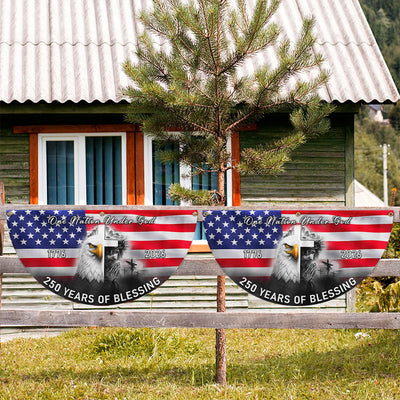 Patriotic American One Nation Under God Flag, 250 Years of Blessing Fan Flag