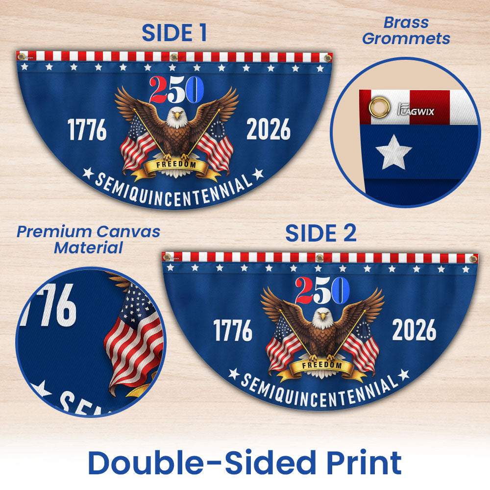 Patriotic American Flag, 250 Years of Freedom 1776 2026 Fan Flag