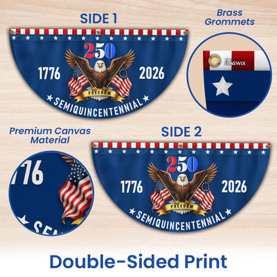 Patriotic American Flag, 250 Years of Freedom 1776 2026 Fan Flag