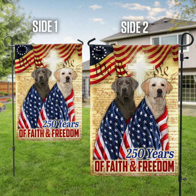 250 Years Patriotic Yellow and Silver Labrador Dog American Flag