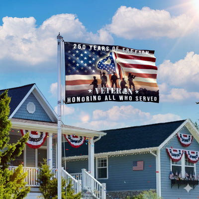250 Years of Freedom American Flag, Honoring All Who Served Veterans Grommet Flag