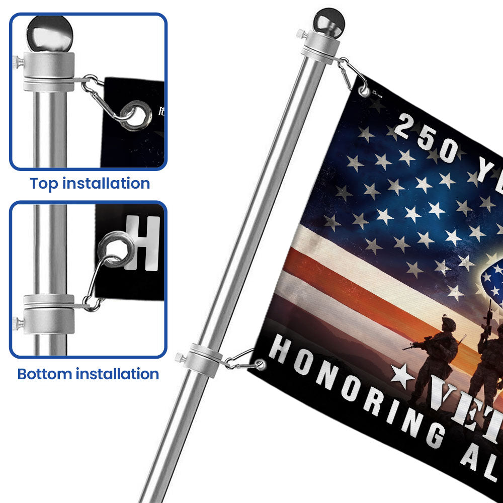 250 Years of Freedom American Flag, Honoring All Who Served Veterans Grommet Flag