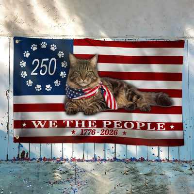 Flagwix Patriotic Cat Flag, 250 Years Maine Coon Cat 1776 2026 Grommet Flag