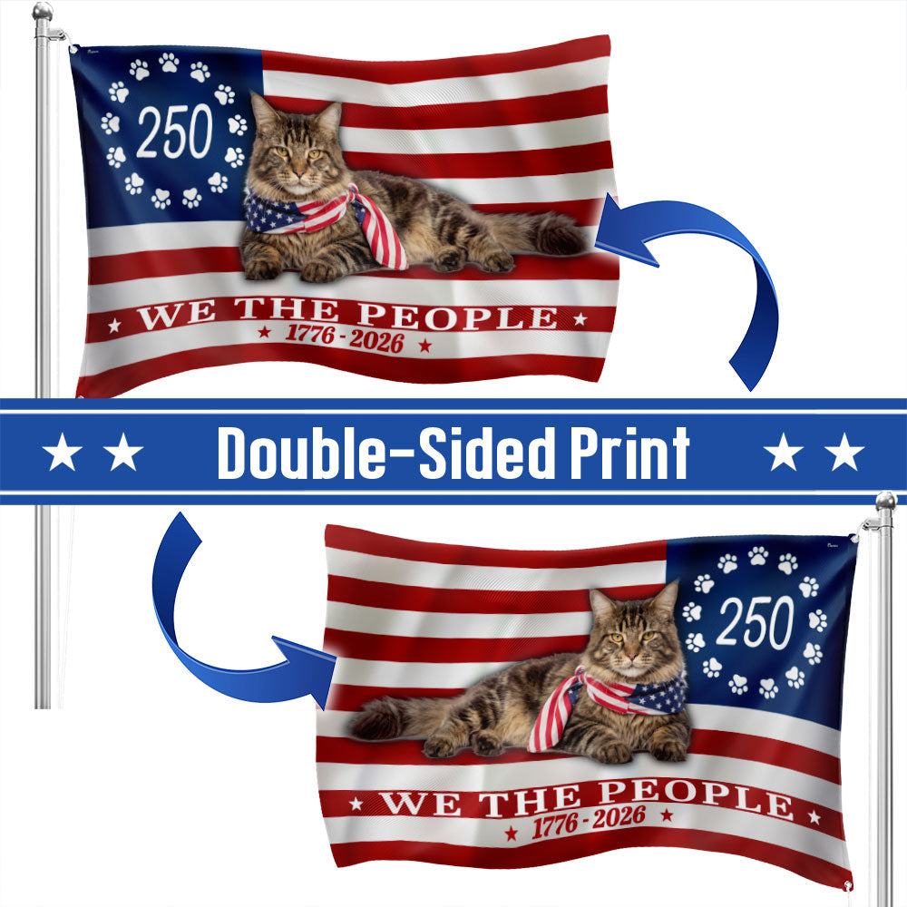 Flagwix Patriotic Cat Flag, 250 Years Maine Coon Cat 1776 2026 Grommet Flag