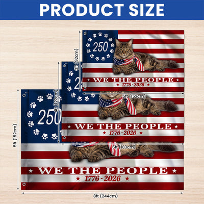 Flagwix Patriotic Cat Flag, 250 Years Maine Coon Cat 1776 2026 Grommet Flag