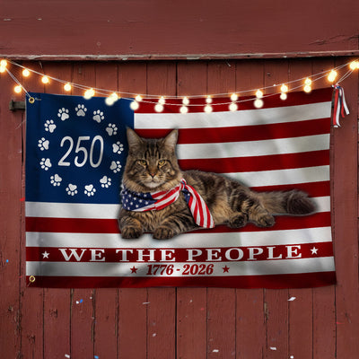 Flagwix Patriotic Cat Flag, 250 Years Maine Coon Cat 1776 2026 Grommet Flag
