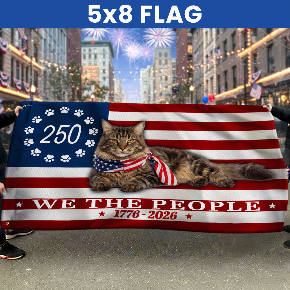 Flagwix Patriotic Cat Flag, 250 Years Maine Coon Cat 1776 2026 Grommet Flag