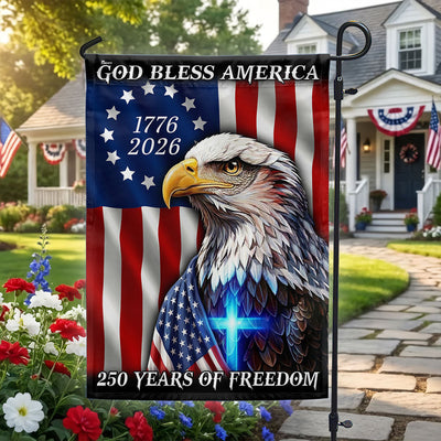 250 Years of Freedom 1776 2026 Flag, God Bless America Eagle Cross Flag