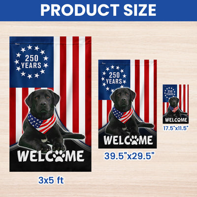 Patriotic Welcome Dog Garden Flag, 250 Years Labrador Retriever Betsy Ross Flag Decor