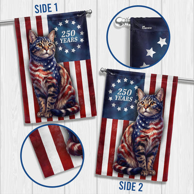 Flagwix Patriotic Cat Garden Flag, 250 Years Betsy Ross Flag Decor for Cat Lover