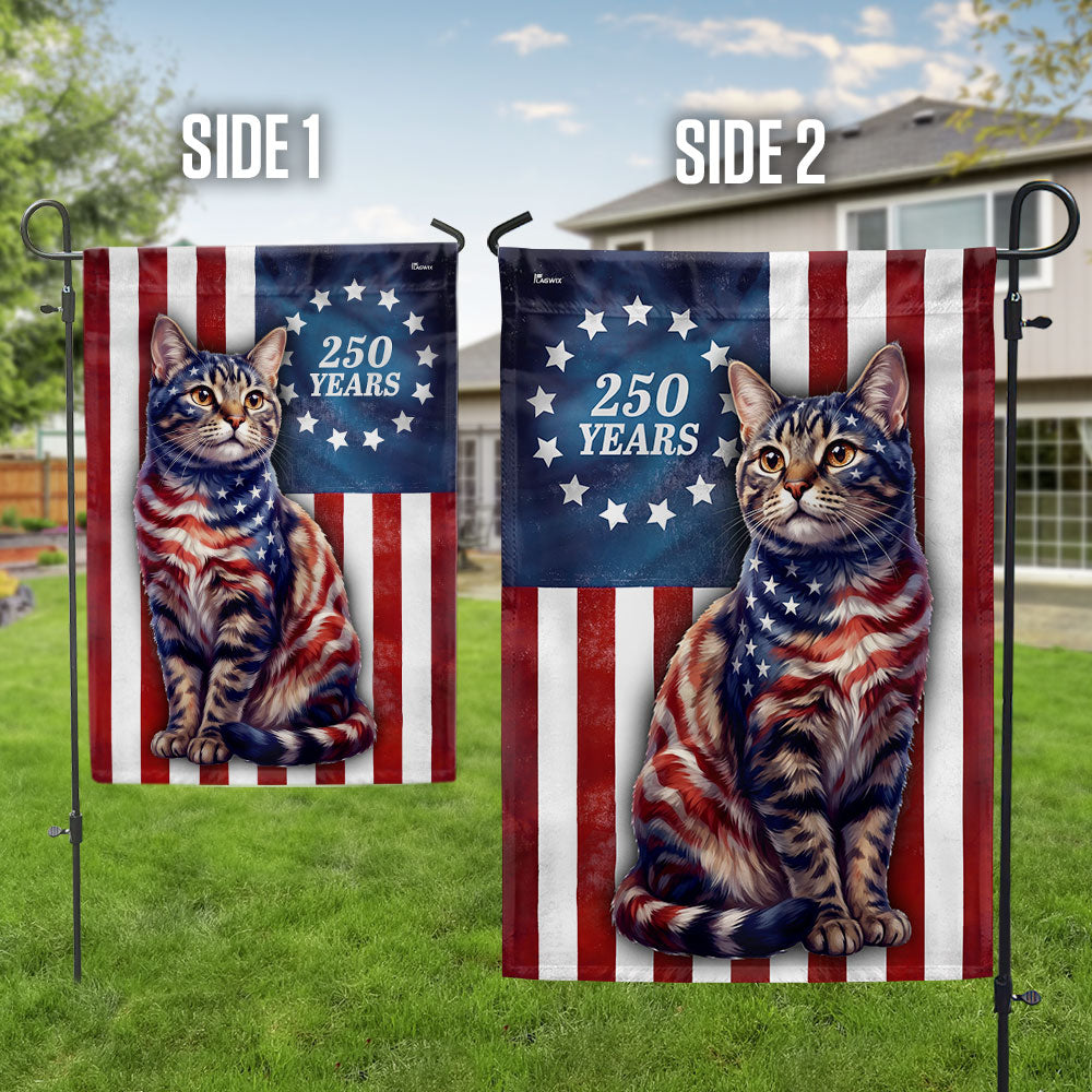 Flagwix Patriotic Cat Garden Flag, 250 Years Betsy Ross Flag Decor for Cat Lover