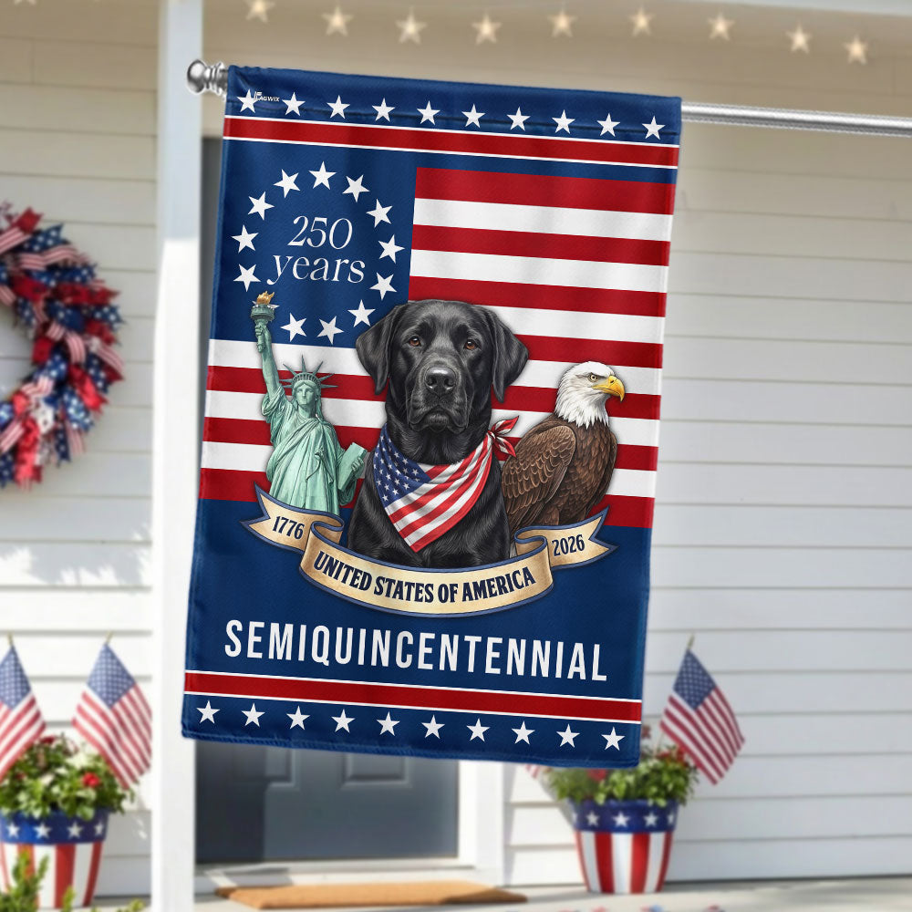 Patriotic Labrador Retriever American Flag, 250 Years Semiquincentennial Flag Decor for Dog Lovers