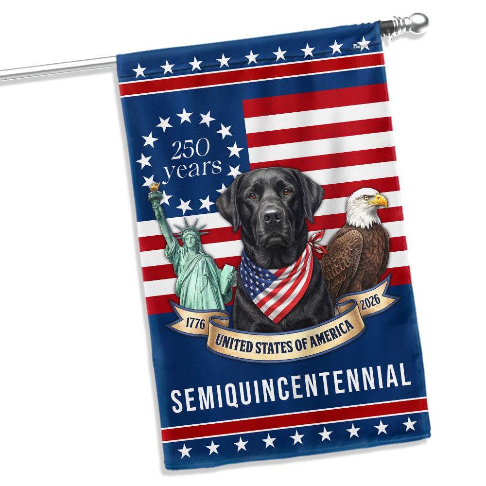 Patriotic Labrador Retriever American Flag, 250 Years Semiquincentennial Flag Decor for Dog Lovers