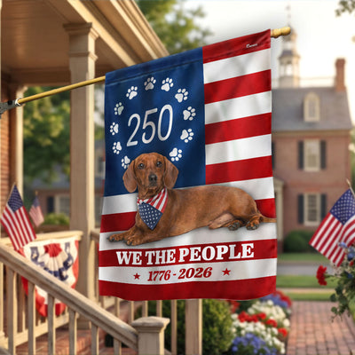 Patriotic Dog American Flag, 250 Years Dachshund Dog 1776 2026 Flag