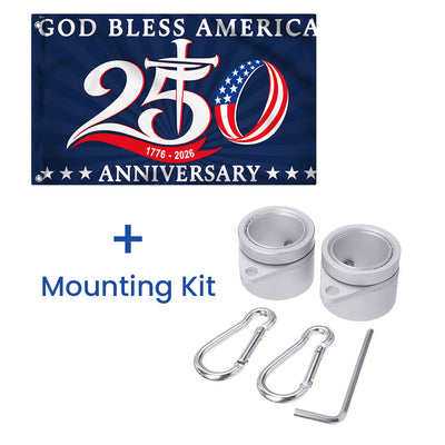250th Anniversary 1776 2026 American Flag, God Bless America Christ Grommet Flag