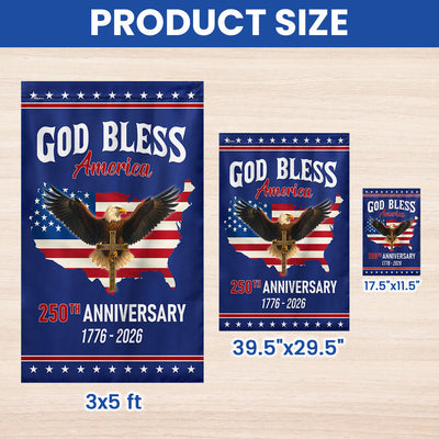 Patriotic Christ 250th Anniversary American Flag, God Bless 1776–2026 Flag
