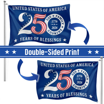 Patriotic 250 Years of Blessings Flag, United States of America  1776 2026 Grommet Flag