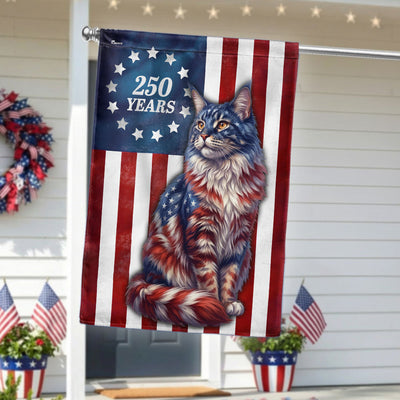 Flagwix Patriotic Cat Garden Flag, 250 Years Maine Coon Cat Betsy Ross Flag Decor