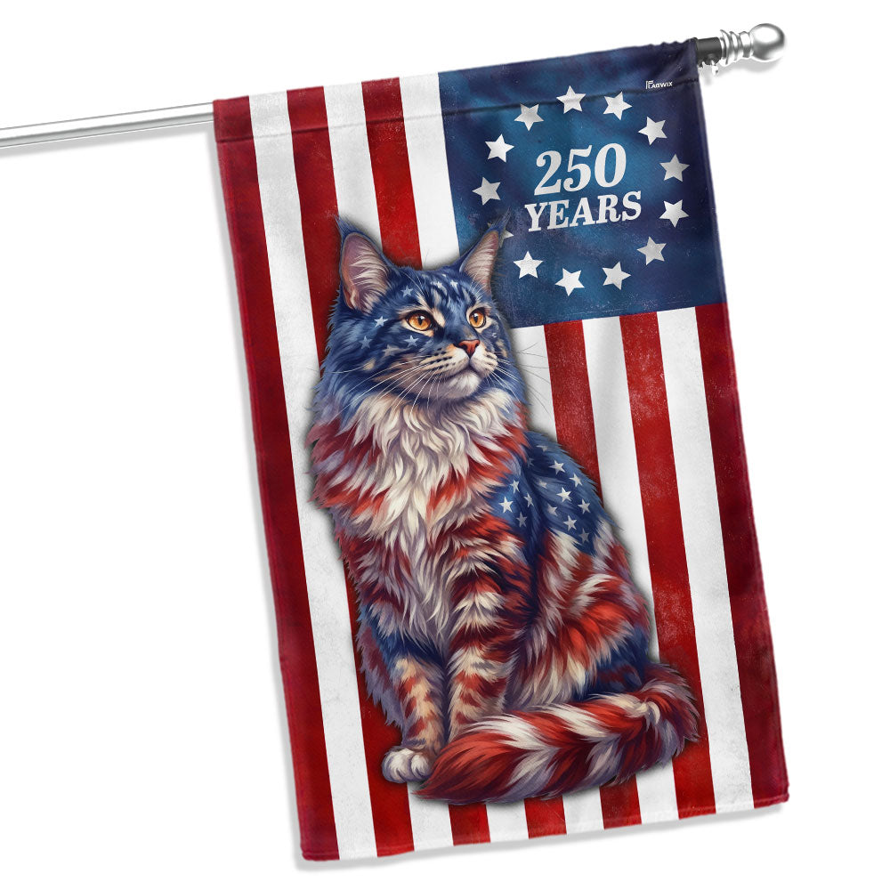 Flagwix Patriotic Cat Garden Flag, 250 Years Maine Coon Cat Betsy Ross Flag Decor