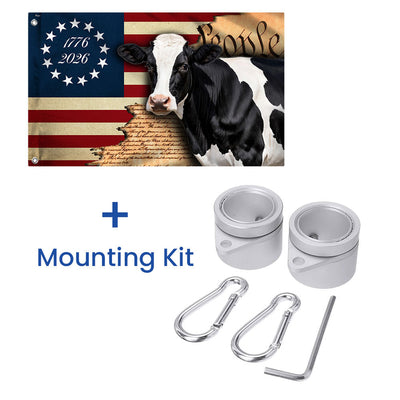 250 Years Dairy Cow 1776 2026 American Grommet Flag, We The People Patriotic Cow Farm Flag Decor