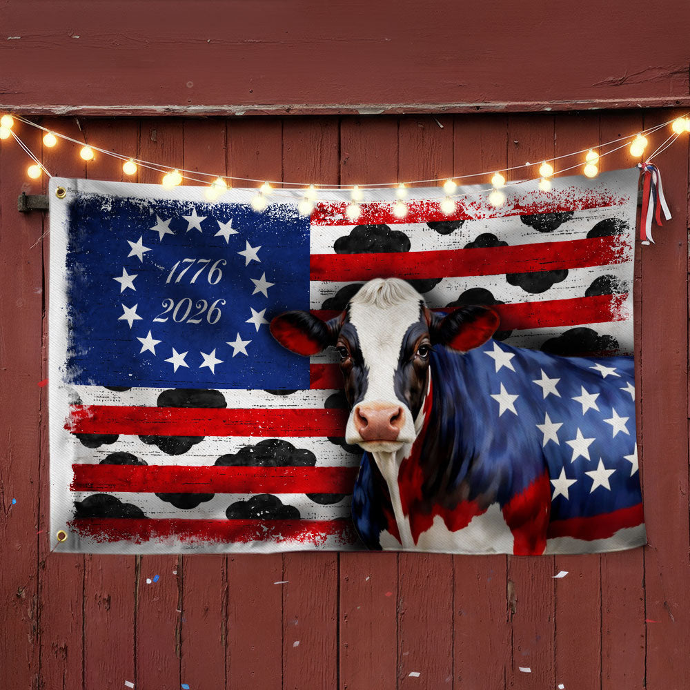 Flagwix Patriotic Cow Flag, 1776 2026 Proud Cow Farmer Farm Life Flag Decor