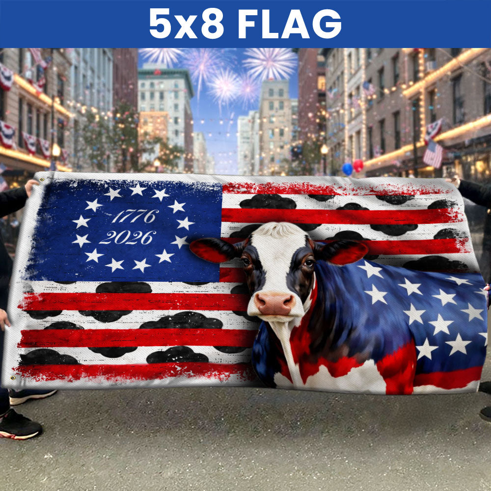 Flagwix Patriotic Cow Flag, 1776 2026 Proud Cow Farmer Farm Life Flag Decor