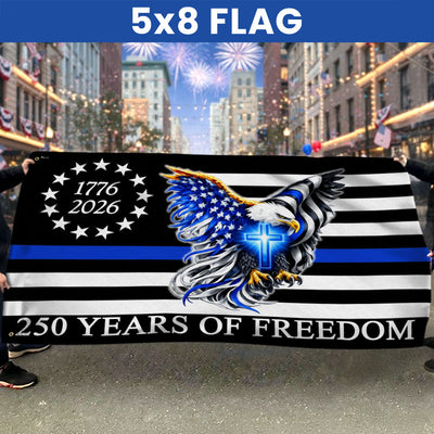 The Thin Blue Line Police Law Enforcement American Grommet Flag for 250 Years Decor