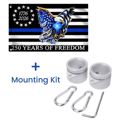 The Thin Blue Line Police Law Enforcement American Grommet Flag for 250 Years Decor